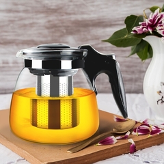 Chaleira De Vidro Com Infusor Para Chá Café Inox Bule Com Tampa - comprar online