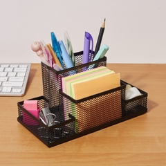 Organizador de Mesa Porta Caneta Multiuso Lápis Nicho de Escritório Com 4 Divisórias