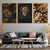 Quadros decorativos 3 telas - Golden Lion