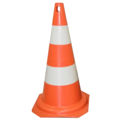 CONE PLASTICO LARANJA/BRANCO RIGIDO 50 OU 75CM