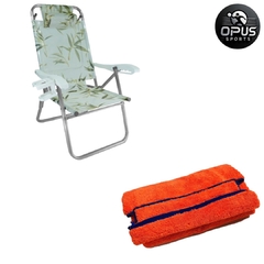 Cadeira UP Line Bambu + Capa Microfibra Laranja - Kit