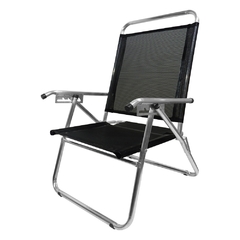 Cadeira de Praia King Reclinável em Alumínio Reforçado, suporta até 140kg, na cor Preta - comprar online