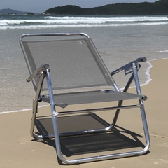 Cadeira de Praia King Reclinável em Alumínio Reforçado, suporta até 140kg, na cor Cinza - loja online