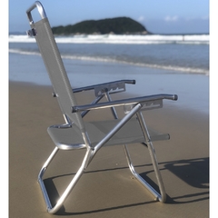 Cadeira de Praia King Reclinável em Alumínio Reforçado, suporta até 140kg, na cor Cinza - Opus Sports oferece frete grátis para compras acima de R$ 1000,00 Sul e Suldeste