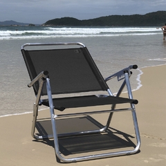 Kit com 2 Cadeiras de Praia Modelo King Reclináveis em Alumínio Reforçado, nas cores Marinho e Preta na internet