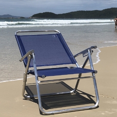 Kit com 2 Cadeiras de Praia Modelo King Reclináveis em Alumínio Reforçado, nas cores Marinho e Preta - comprar online