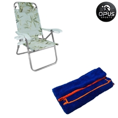 Cadeira UP Line Bambu + Capa Microfibra Azul Marinho - Kit