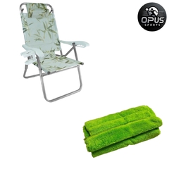 Cadeira UP Line Bambu + Capa Microfibra Verde - Kit