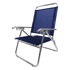 Cadeira de Praia King Reclinável em Alumínio Reforçado, suporta até 140kg, na cor Marinho. - comprar online