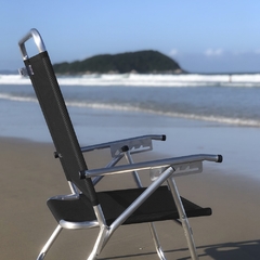 Cadeira de Praia King Reclinável em Alumínio Reforçado, suporta até 140kg, na cor Preta na internet