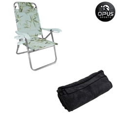 Cadeira UP Line Bambu + Capa Microfibra Cinza Escuro - Kit