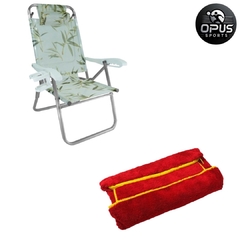 Cadeira UP Line Bambu + Capa Microfibra Vermelha - Kit