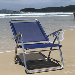 Kit com 2 Cadeiras de Praia Modelo King Reclináveis em Alumínio Reforçado, na cor Marinho - Opus Sports oferece frete grátis para compras acima de R$ 1000,00 Sul e Suldeste