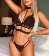 LINGERIE STRAPPY PRETO COM DOURADO