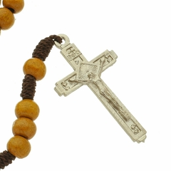 Terço Santo Padre Pio em Madeira Marrom Claro - comprar online