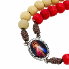 Terço Jesus Misericordioso e Santa Faustina em Madeira - Nanda Shop