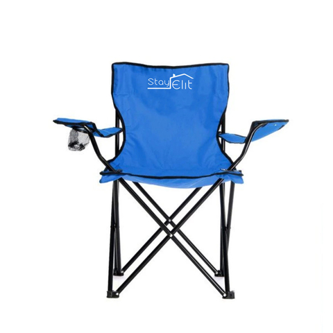 Silla de camping o de playa plegable en poliéster con estructura hierro  Color Azul
