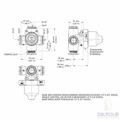 BASE MISTURADOR MONOCOMANDO BANHEIRA OU CHUVEIRO 1/2 OU 3/4 DOCOL na internet