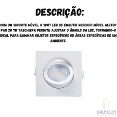 SPOT EMBUTIR QUADRADO ALLTOP LED PAR20 7W 6500K 45-7897079083590 na internet