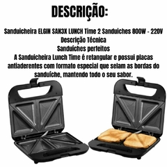 SANDUICHEIRA LUNCH TIME 220V (SAN3X) - ELGIN - Dalmolin Constru Store