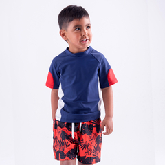 8530 Short de baño estampado rojo y azul - comprar online