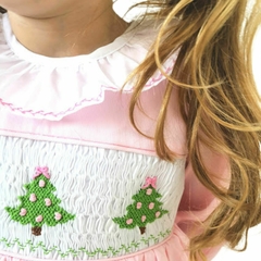 Vestido bordado smock pinos navidad