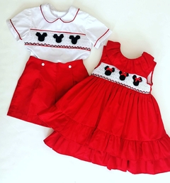 Vestido minnie mouse bordado smock hecho a mano - comprar en línea