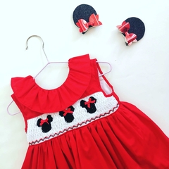 Vestido minnie mouse bordado smock hecho a mano