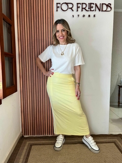 CONJUNTO SAIA AMARELO LISTRA LATERAL