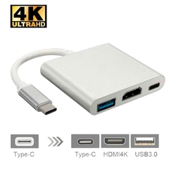 Imagem do CONVERSOR, adaptador USB-C 3.1 para HDMI ou VGA, transforma saída Type-C em HDMI ou VGA com transmissão em alta resolução e alta taxa de atualização.