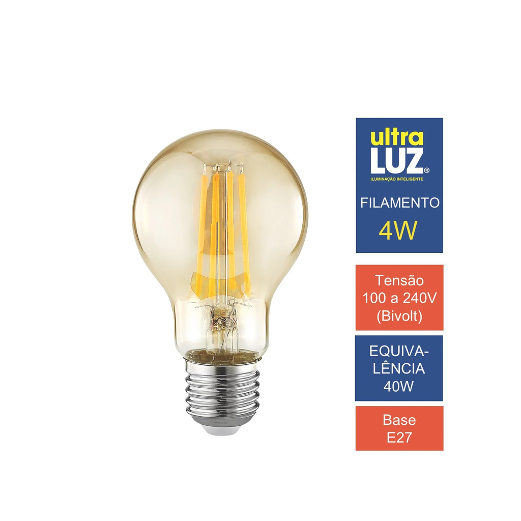 FOCO LED TIPO PERA A60 FILAMENTO TRANSP 4W 2700K LUZ CÁLIDA ILUMINA –  i-Lumina