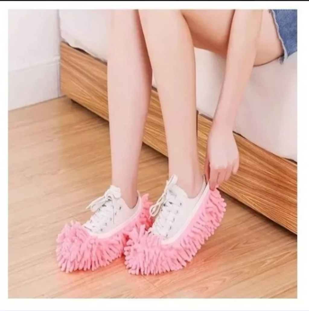 1 par de zapatillas de mopa lavables, zapatos de microfibra de