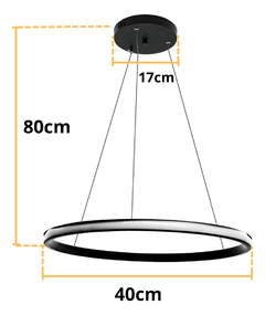 Lámpara Colgante Techo Led 3 Tonos (Dial) Modelo "Black Hole" 40cm - tienda en línea