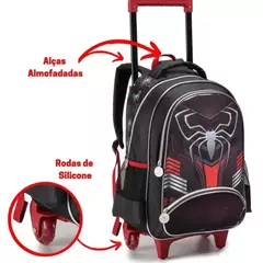 Kit Mochila Rodinha Infantil Masculino Grande Aranha Menino C/Alça Lancheira Estojo Dark Spider - Tanimil Bolsas Bagagens Mochilas e acessórios