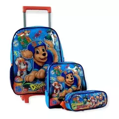 Kit Mochila De Rodinha Escolar Infantil Doguinhos Radicais-Clio Stylo Azul