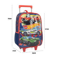 Kit Mochila de Rodinhas Lancheira Luxcel Hotwheels Azul - loja online