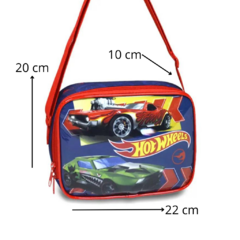 Imagem do Kit Mochila de Rodinhas Lancheira Luxcel Hotwheels Azul