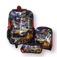 Kit Mochila Infantil Meninos Rodinha Estojo Lancheira Fast Machine Carros Escolar Clio - Clio Style