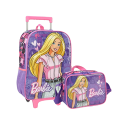 Kit Barbie Mochila De Rodinha + Lancheira