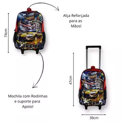 Kit Mochila Infantil Meninos Rodinha Estojo Lancheira Fast Machine Carros Escolar Clio - Clio Style