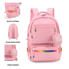 Mochila Escolar Urbano Laptop Costas Up4you Rosa Luxcel na internet