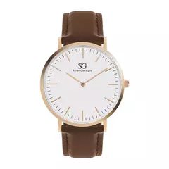 Relógio Minimalista Marrom Pulseira de Couro Bronx Rosé Gold 40mm