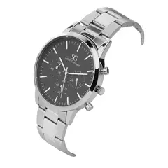 Relógio Masculino Chrono Black Silver 42mm na internet