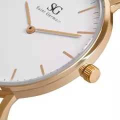 Relógio Minimalista Marrom Pulseira de Couro Bronx Rosé Gold 40mm - loja online