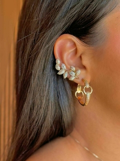 BRINCO EAR CUFF FOLHAS CRAVEJADA