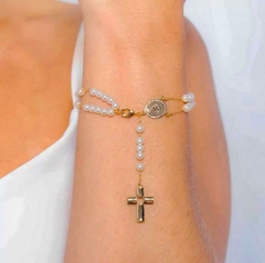 PULSEIRA DE TERÇO COM CRUZ (N. S. DAS GRAÇAS)