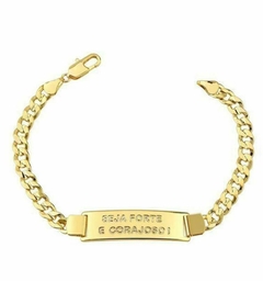 PULSEIRA PLACA "SEJA FORTE E CORAJOSO" BANHADO A OURO 7mm