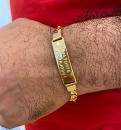 PULSEIRA PLACA "SEJA FORTE E CORAJOSO" BANHADO A OURO 7mm na internet