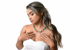 MAXI COLAR ELOS VERDES E ELOS OVAIS BANHADOS A OURO 18K - comprar online