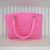 Bolsa de Praia Em Crochê Fio Náutico Rosa Neon - loja online